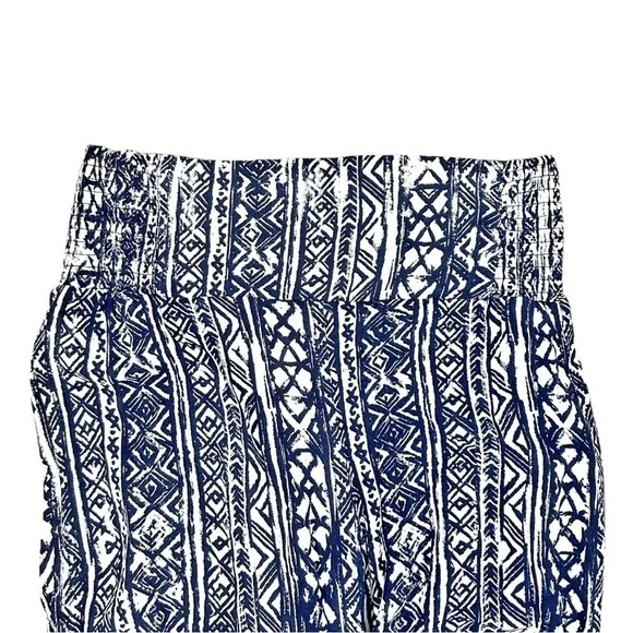 NWT- Three Dots- Navy/White Tribal Print Flowy Pull On Pants- Large - Picture 5 of 7